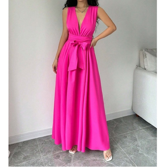 Colorful Multi-Wear Open Back High Waisted Maxi Dress - Picture 3 of 12